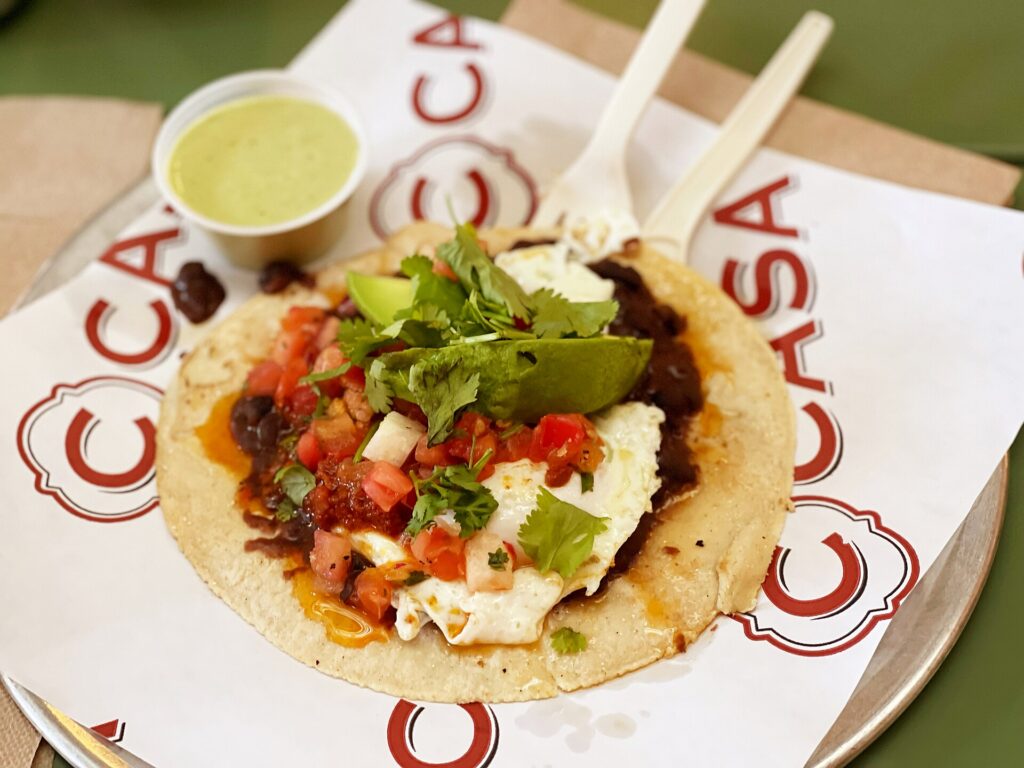 A breakfast taco with egg