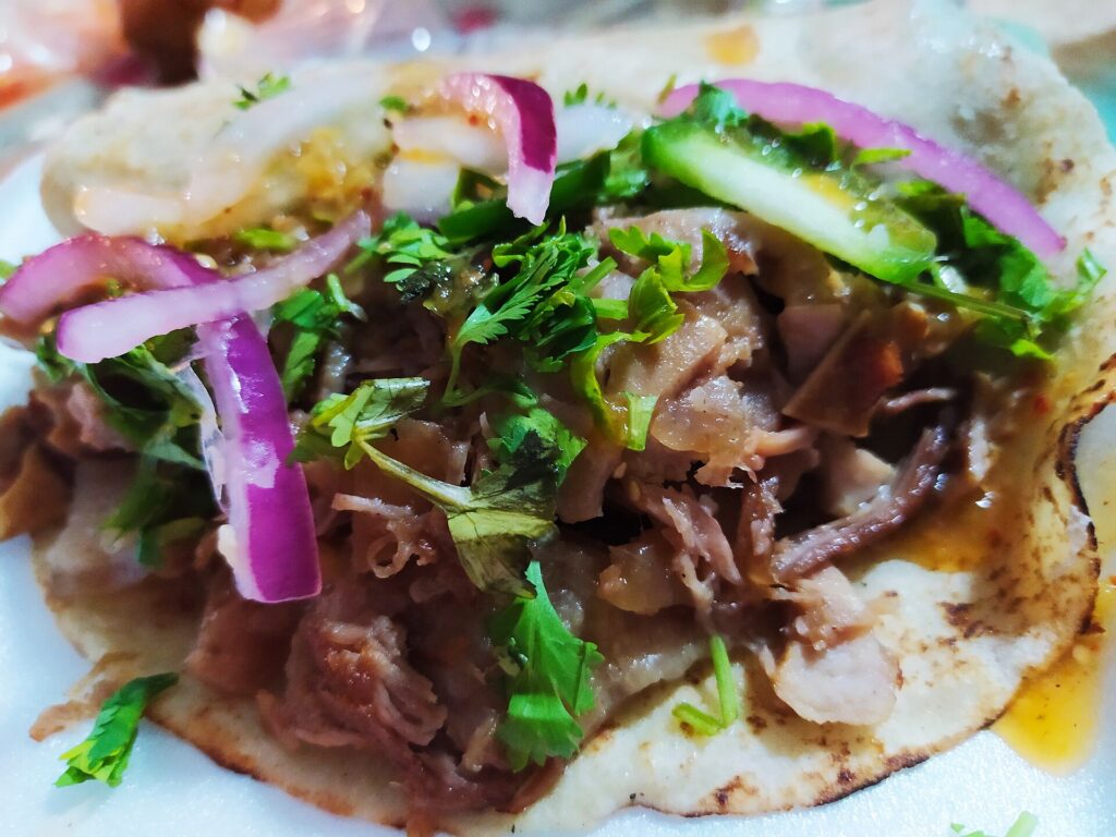 Michoacán-style carnitas taco